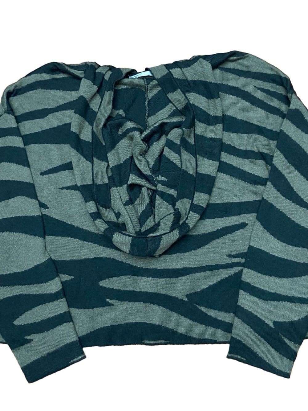 Anthropologie Women's
XS Kasia Knit Hoodie in Olive Green & Black Zebra Print - Picture 6 of 8